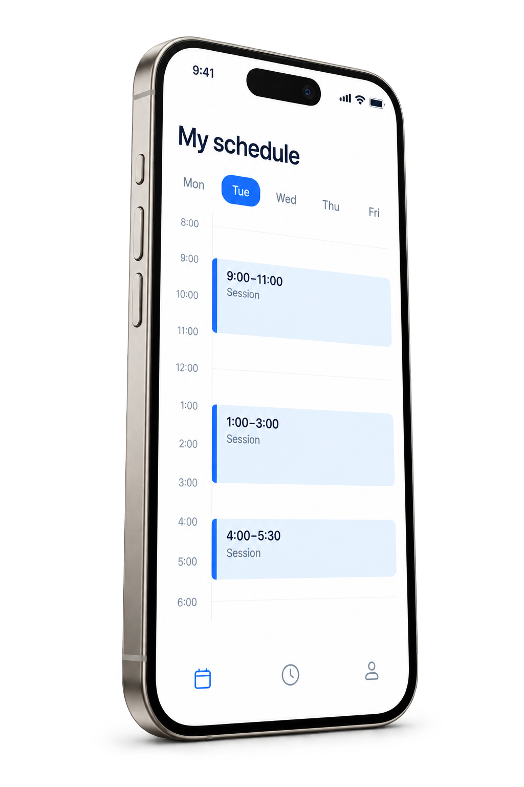 Phone showing an Aspire scheduling calendar