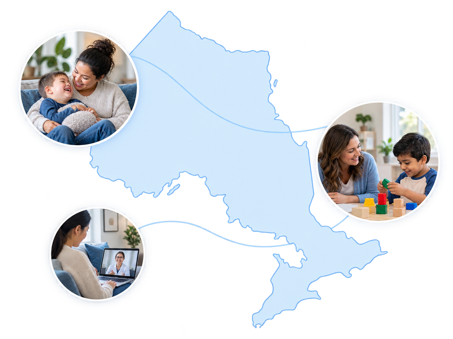 Illustrated outline of Ontario representing AspireAutism’s province-wide vision