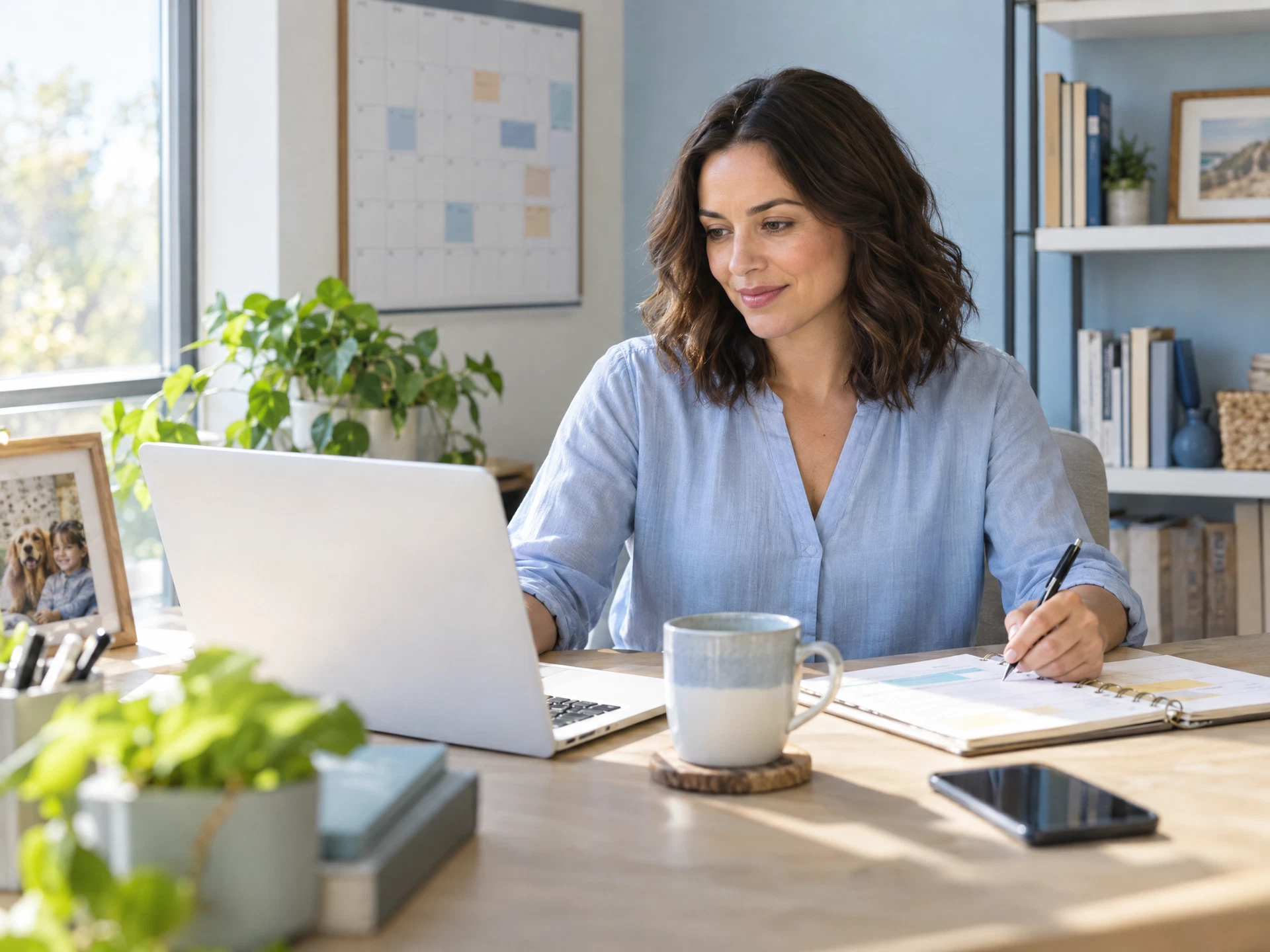 Professional planning a flexible part-time schedule from home
